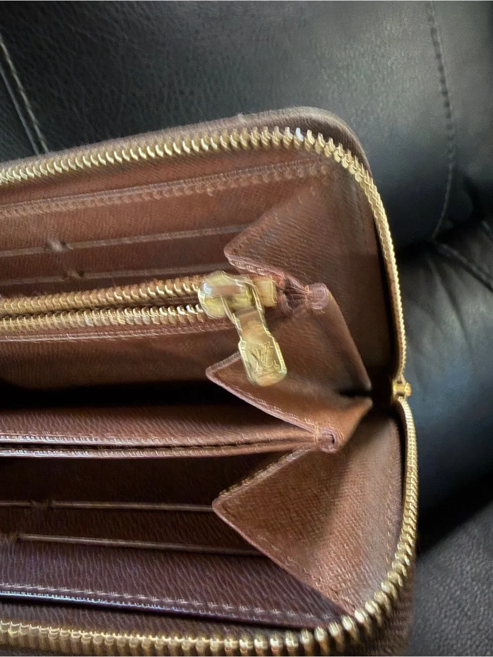 Louis Vuitton Monogram Zip Around Wallet in Brown and Tan